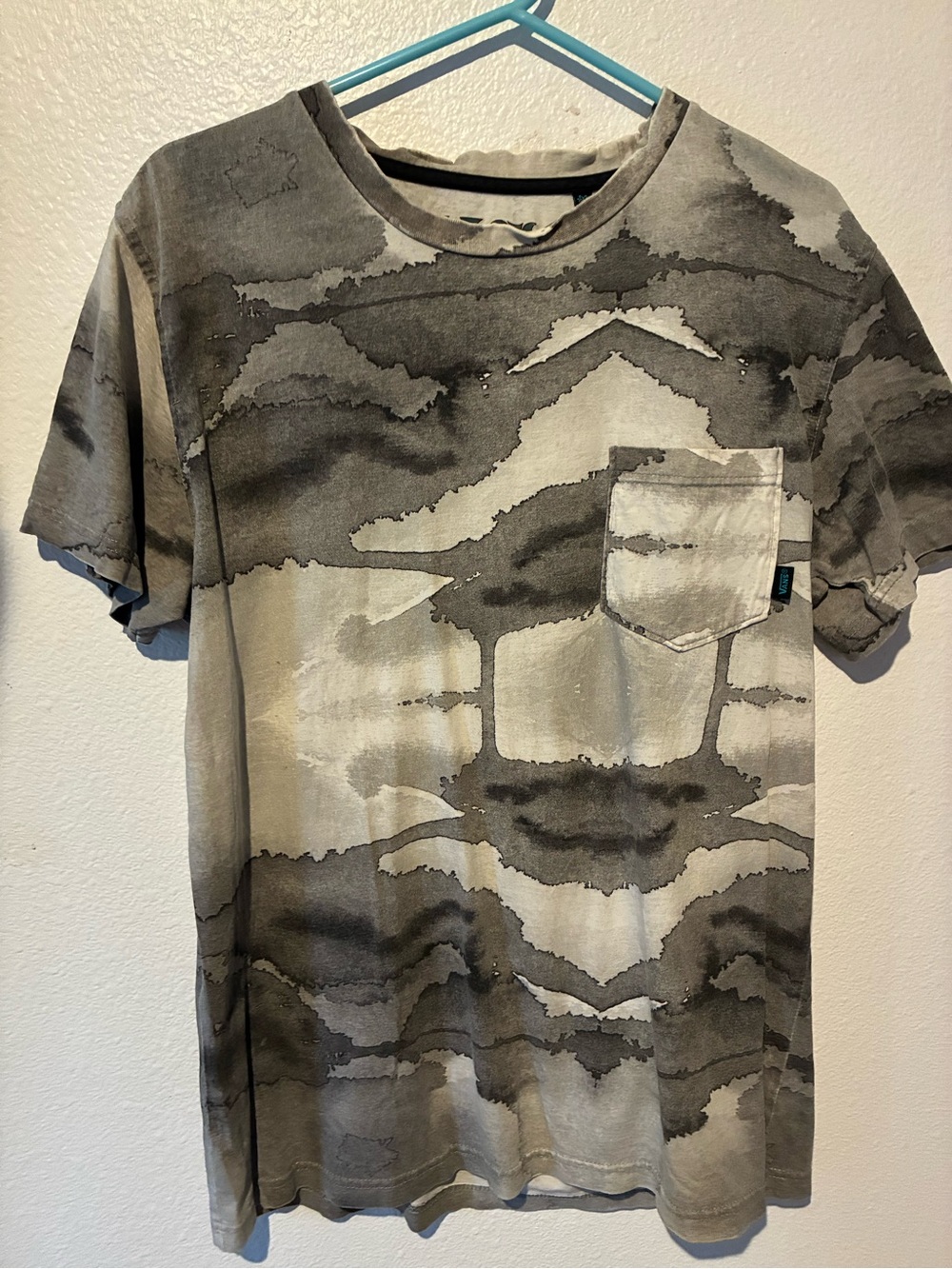 Vans Gray and Black Tie-Dye Pocket Short Sleeve Tee